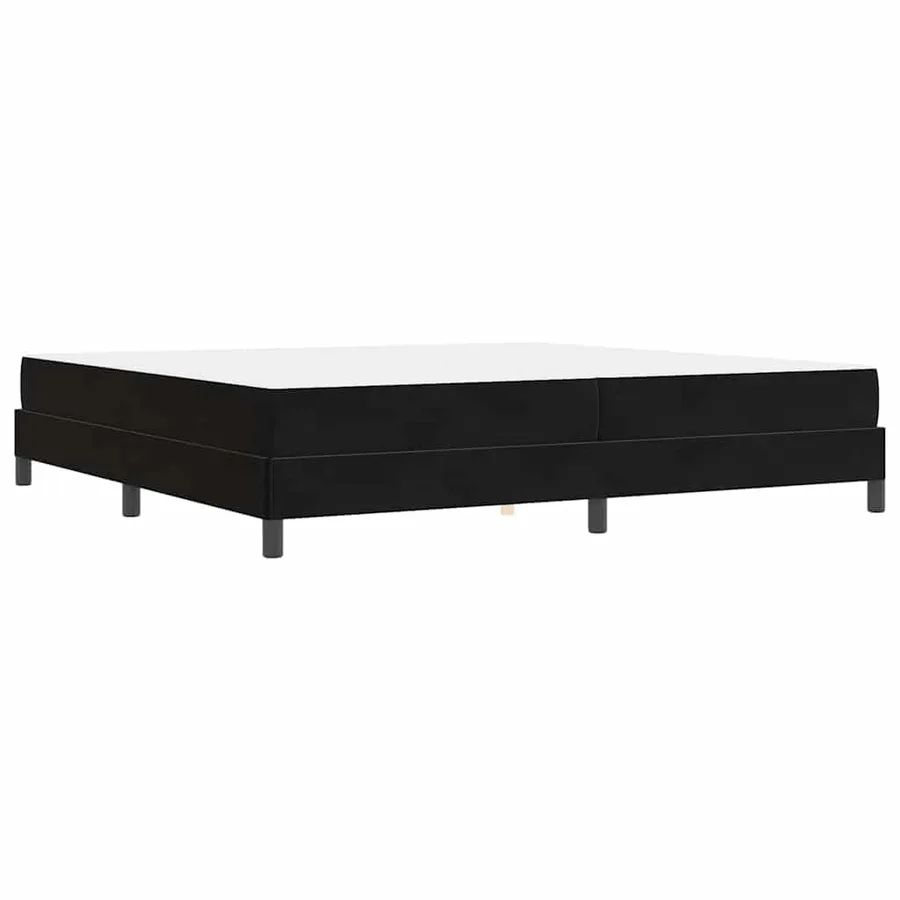 Lit à ressorts avec matelas Noir 200 x 210 cm tissu - 7