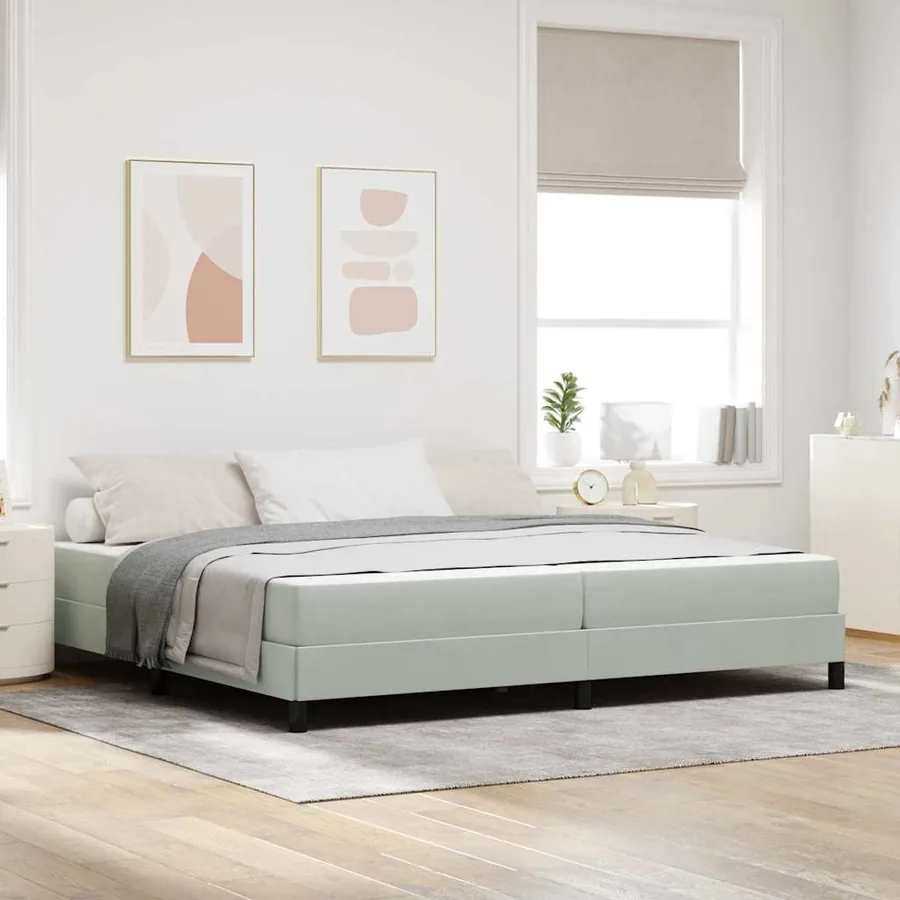 Lit à ressorts avec matelas Gris clair 200 x 210 cm tissu