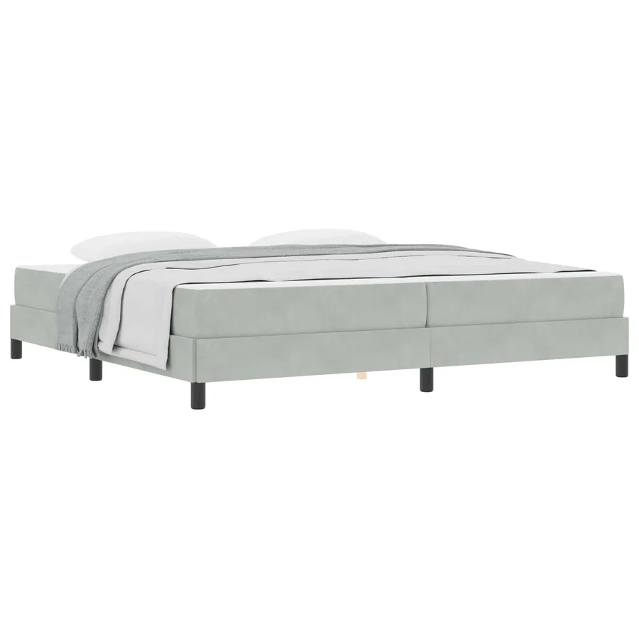 Lit à ressorts avec matelas Gris clair 200 x 210 cm tissu - 2