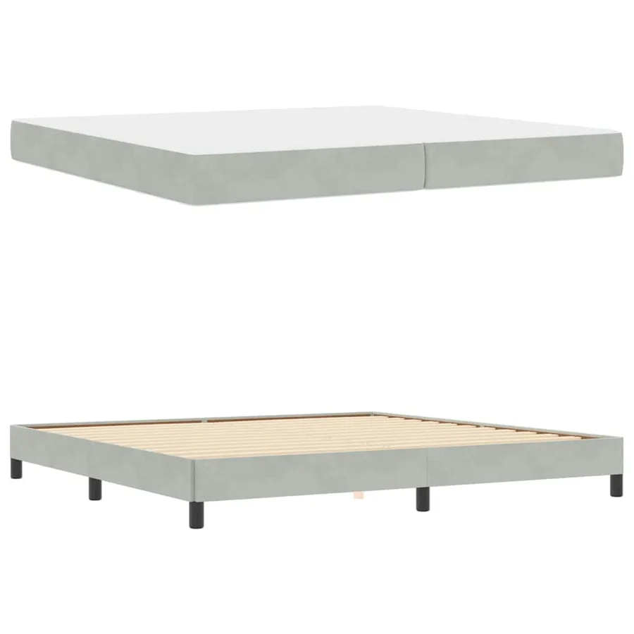 Lit à ressorts avec matelas Gris clair 200 x 210 cm tissu - 4