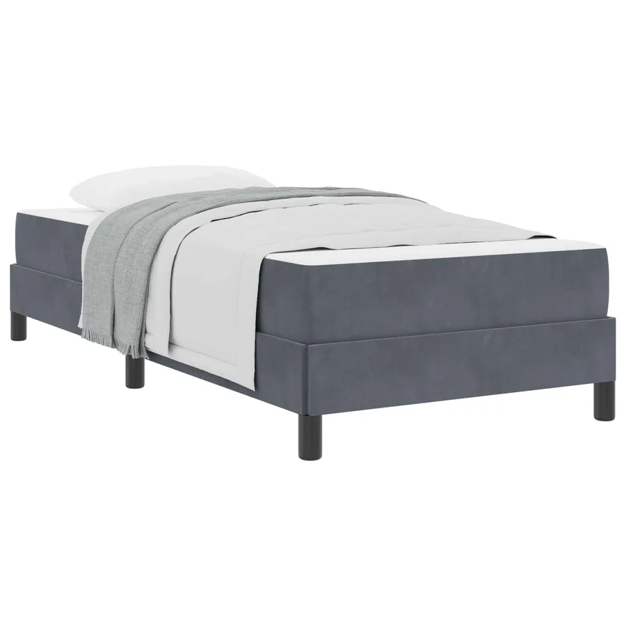Lit à ressorts avec matelas Gris foncé 100 x 220 cm tissu - 2