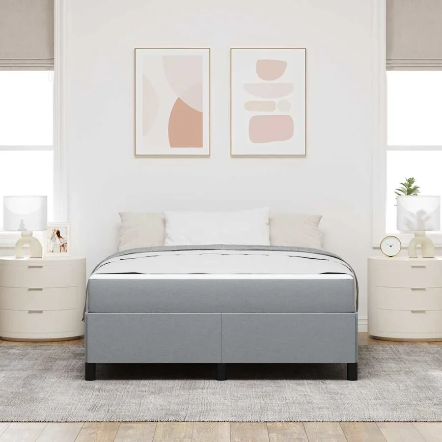 Lit à ressorts Gris clair 160 x 200 cm tissu - 3