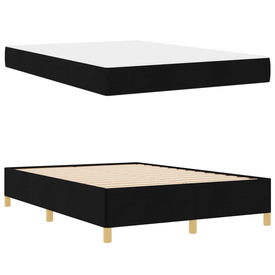 Cadre de lit avec matelas Noir 140 x 200 cm tissu - 5