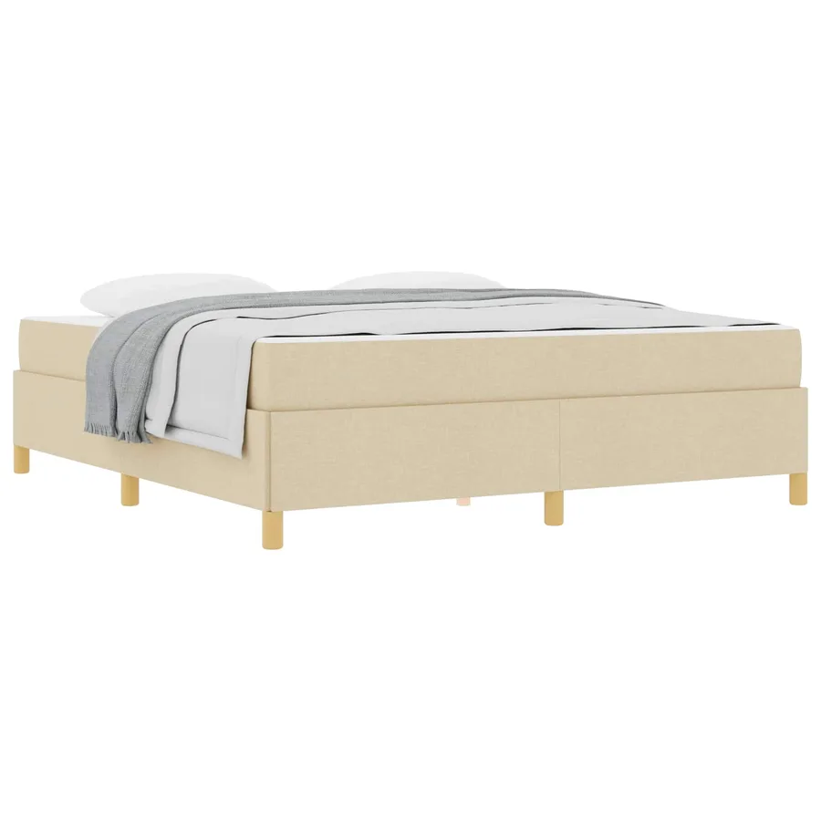 Cadre de lit avec matelas Crème 180 x 200 cm tissu - 2