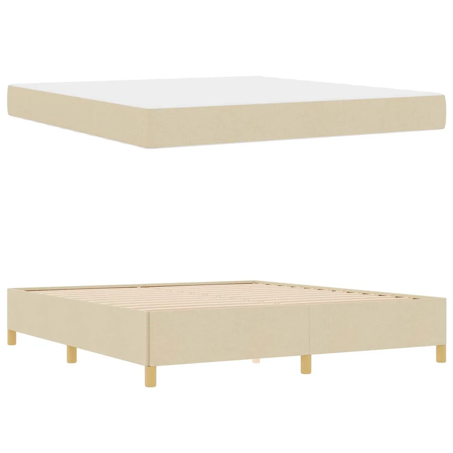 Cadre de lit avec matelas Crème 180 x 200 cm tissu - 4