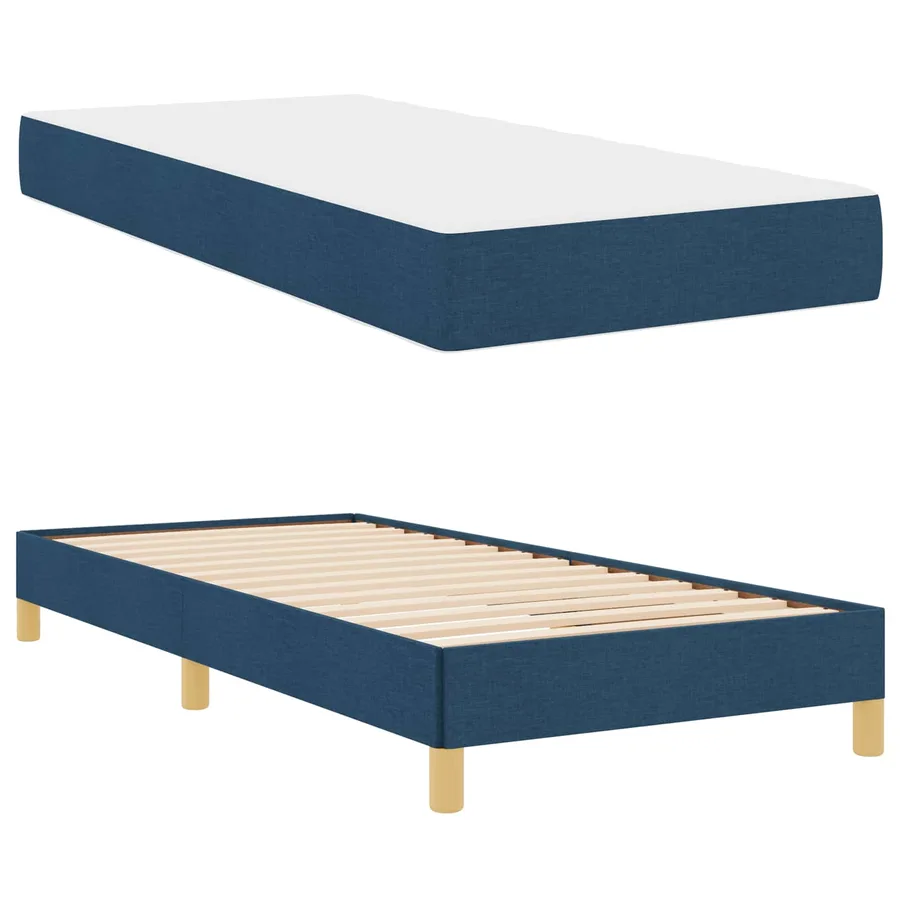 Lit à ressorts avec matelas Bleu 90 x 200 cm tissu - 5