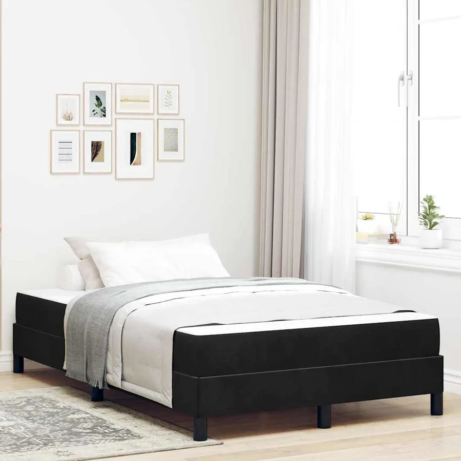 Lit à ressorts avec matelas Noir 120 x 200 cm tissu