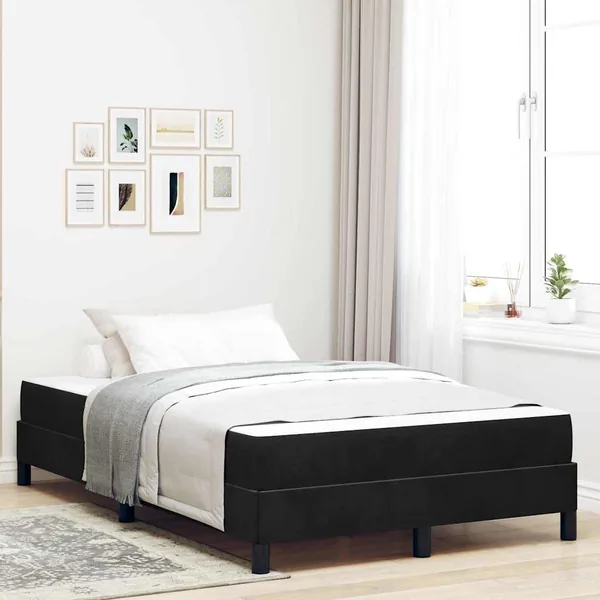 Lit à ressorts avec matelas Noir 120 x 200 cm tissu
