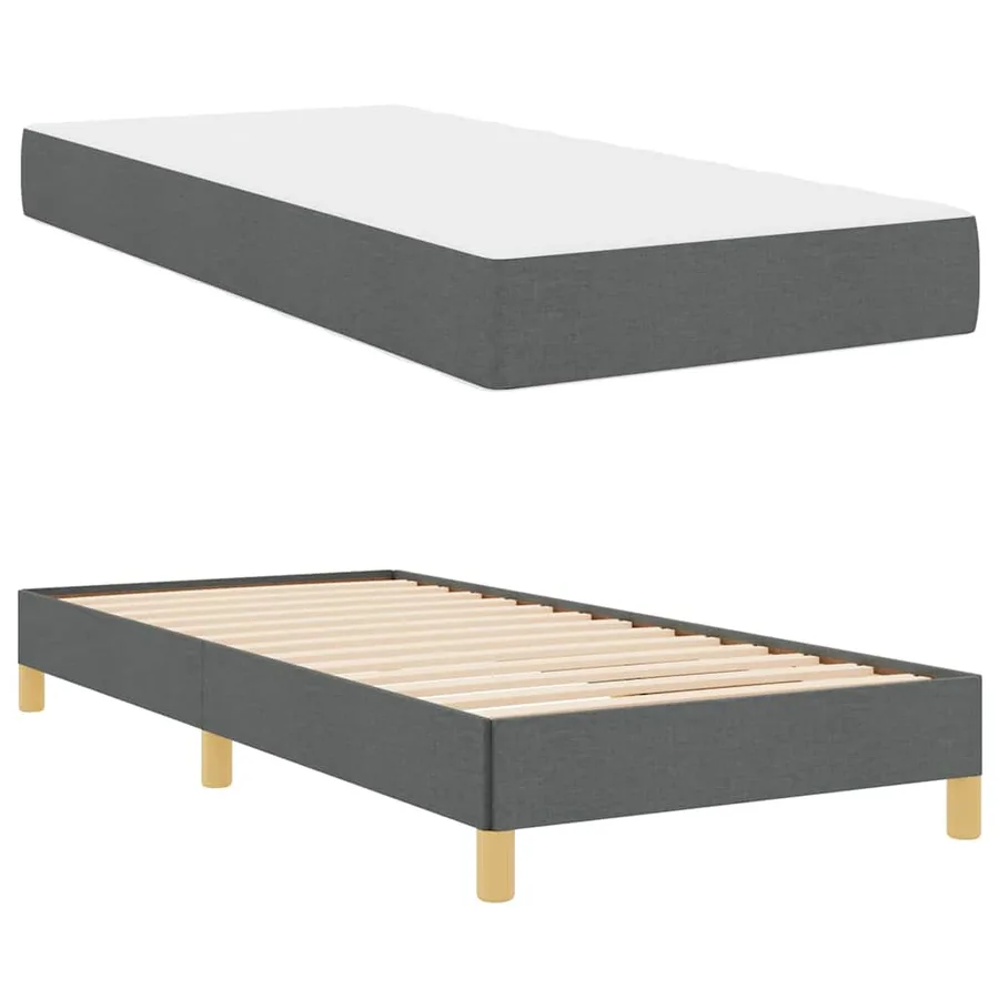 Lit à ressorts avec matelas Gris foncé 90 x 200 cm tissu - 6