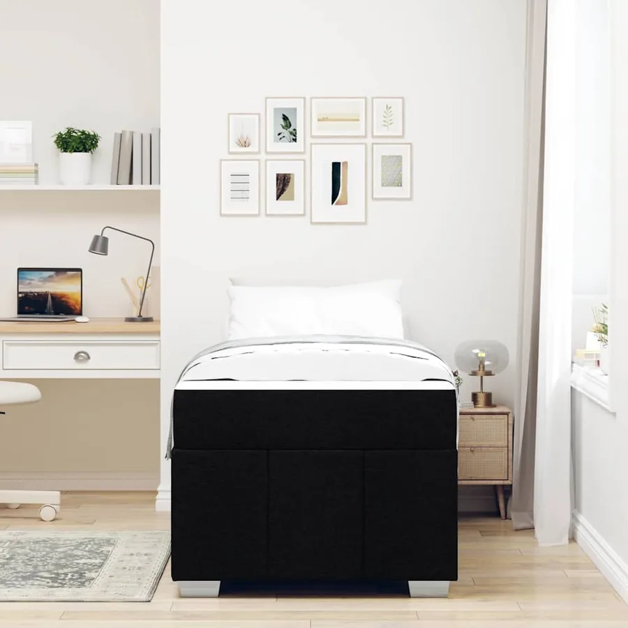 Cadre de lit avec matelas Noir 90 x 190 cm tissu - 3