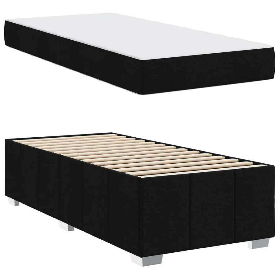 Cadre de lit avec matelas Noir 90 x 190 cm tissu - 5