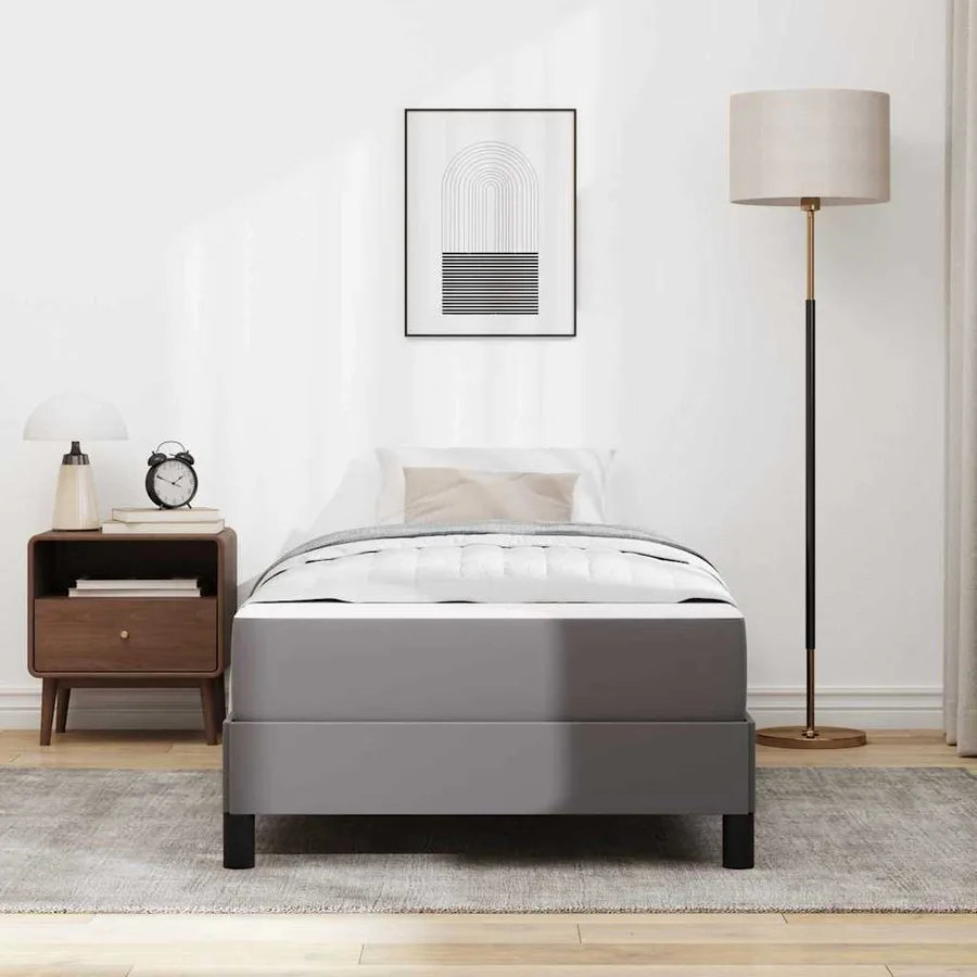 Cadre de lit avec matelas Gris 90 x 200 cm tissu - 3