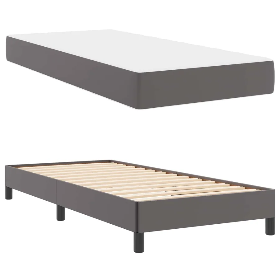 Cadre de lit avec matelas Gris 90 x 200 cm tissu - 5