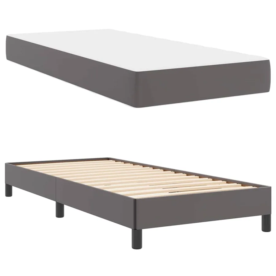 Cadre de lit avec matelas Gris 90 x 200 cm tissu - 6