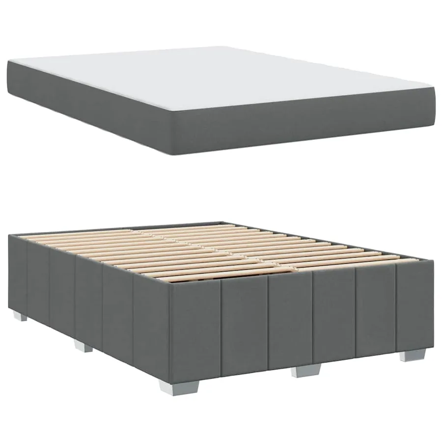 Cadre de lit avec matelas Gris foncé 140 x 200 cm tissu - 6