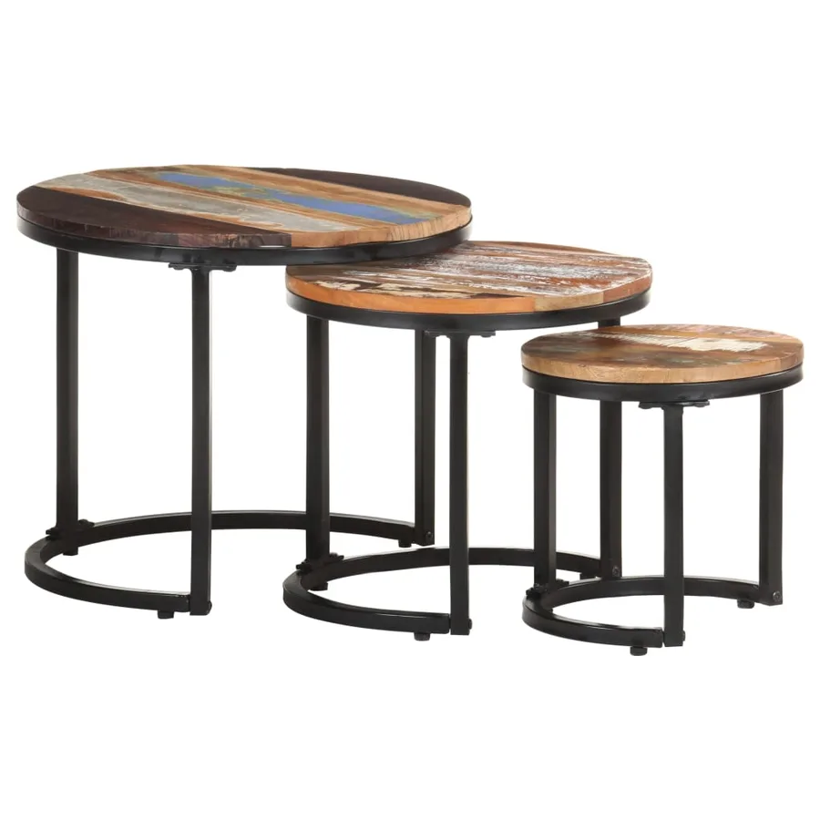 Tables d'appoint 3 pcs Bois de récupération massif - 10
