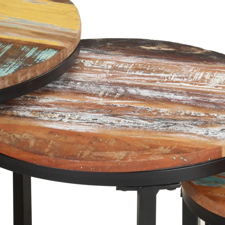 Tables d'appoint 3 pcs Bois de récupération massif - 6
