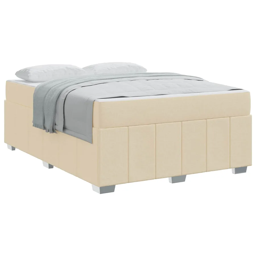 Cadre de lit avec matelas Crème 140 x 200 cm tissu - 2
