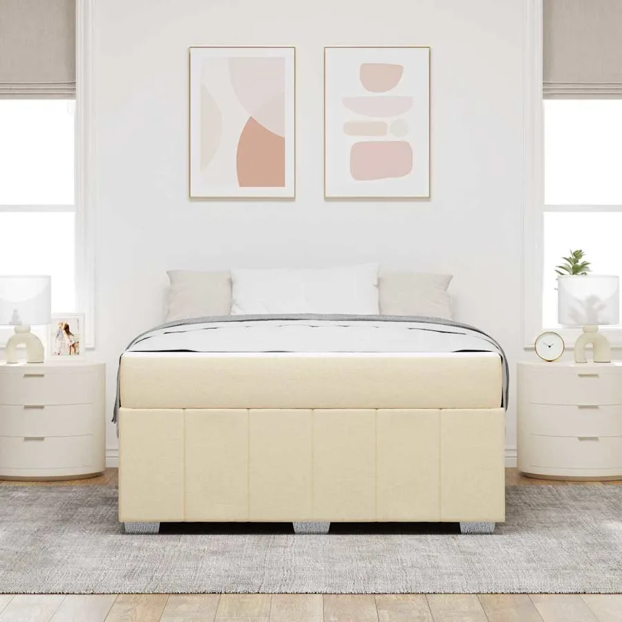 Cadre de lit avec matelas Crème 140 x 200 cm tissu - 3