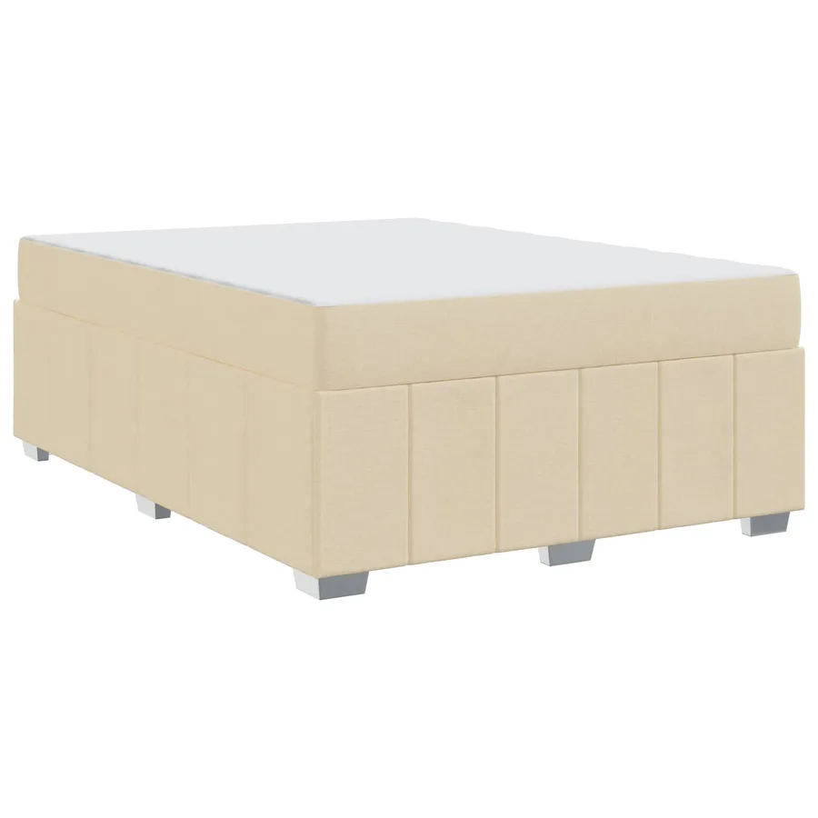Cadre de lit avec matelas Crème 140 x 200 cm tissu - 4
