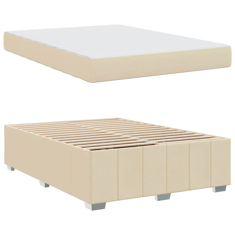 Cadre de lit avec matelas Crème 140 x 200 cm tissu - 5