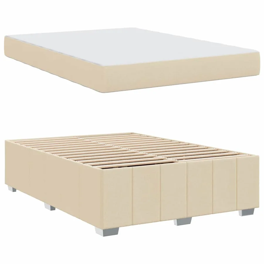 Cadre de lit avec matelas Crème 140 x 200 cm tissu - 6