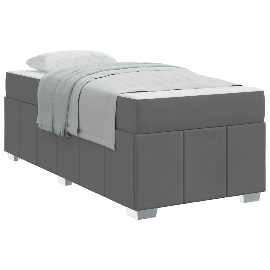 Cadre de lit avec matelas Gris foncé 100 x 200 cm tissu - 2