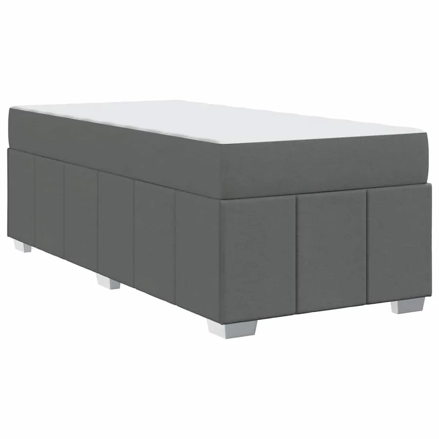 Cadre de lit avec matelas Gris foncé 100 x 200 cm tissu - 9