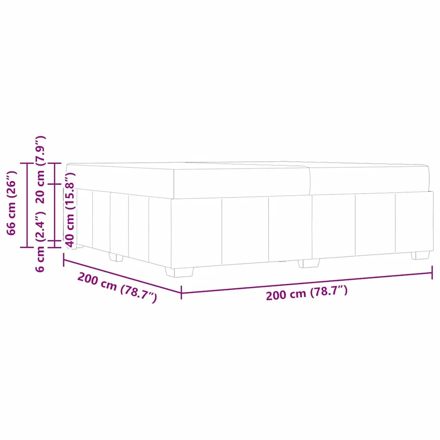 Cadre de lit avec matelas Noir 200 x 200 cm tissu - 12