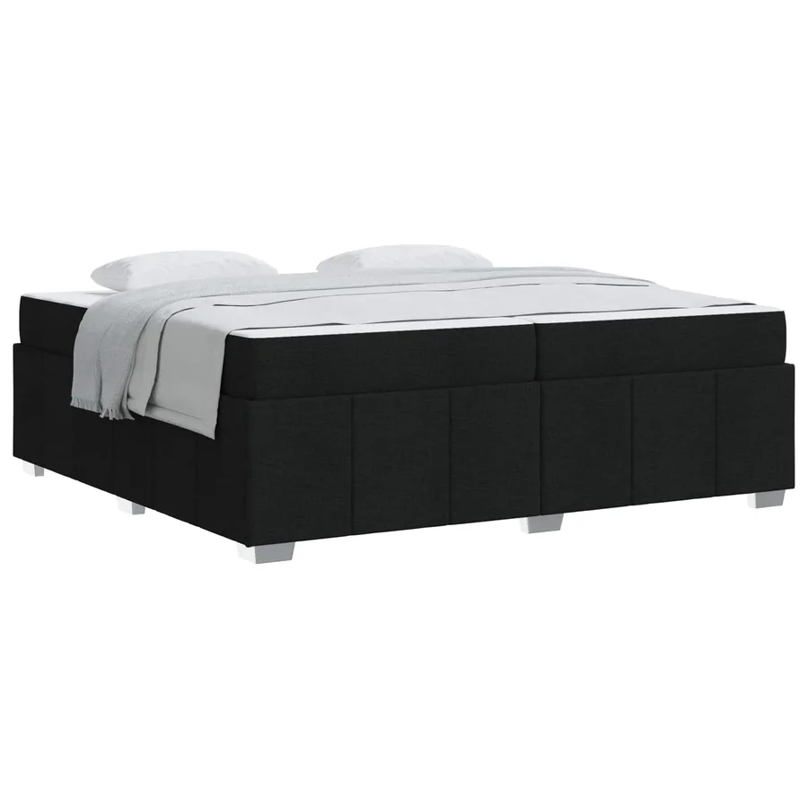 Cadre de lit avec matelas Noir 200 x 200 cm tissu - 2