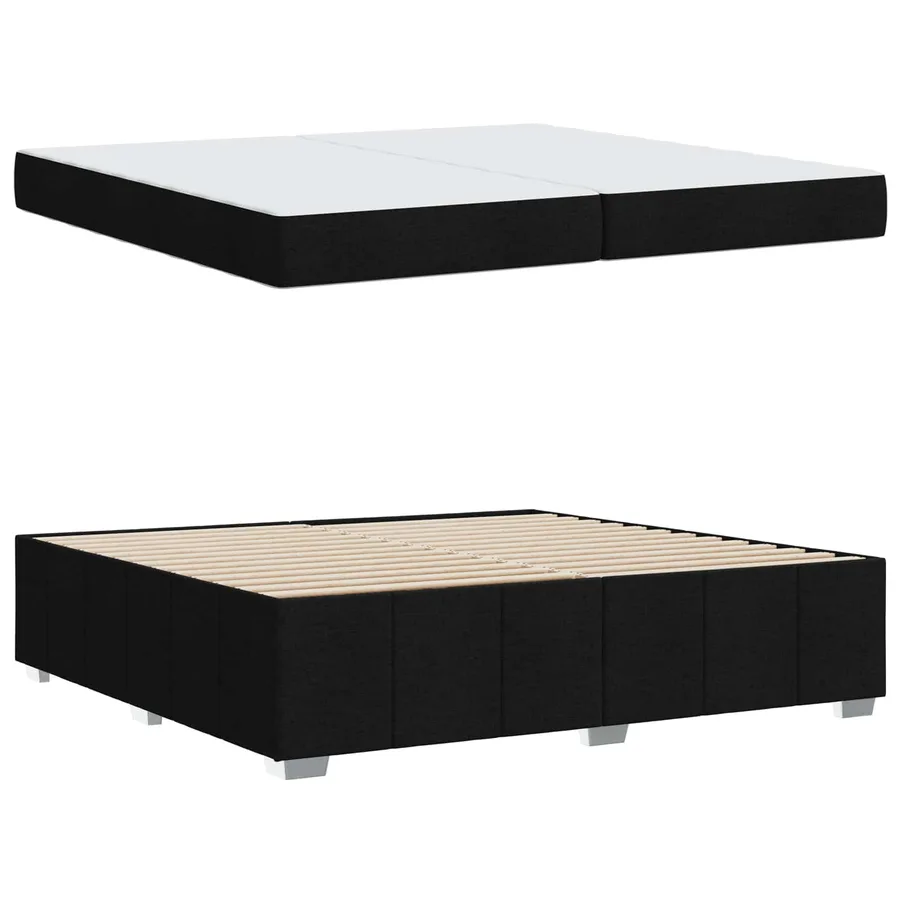 Cadre de lit avec matelas Noir 200 x 200 cm tissu - 5