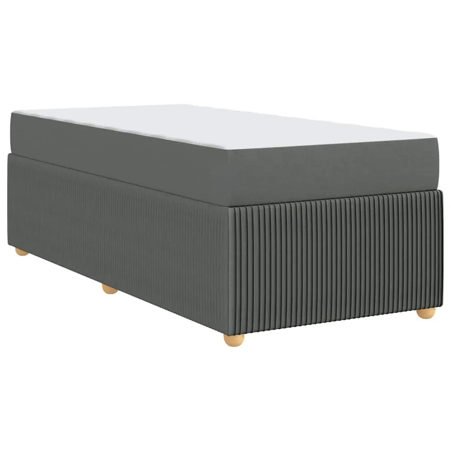 Cadre de lit avec matelas Gris foncé 100 x 200 cm tissu - 7