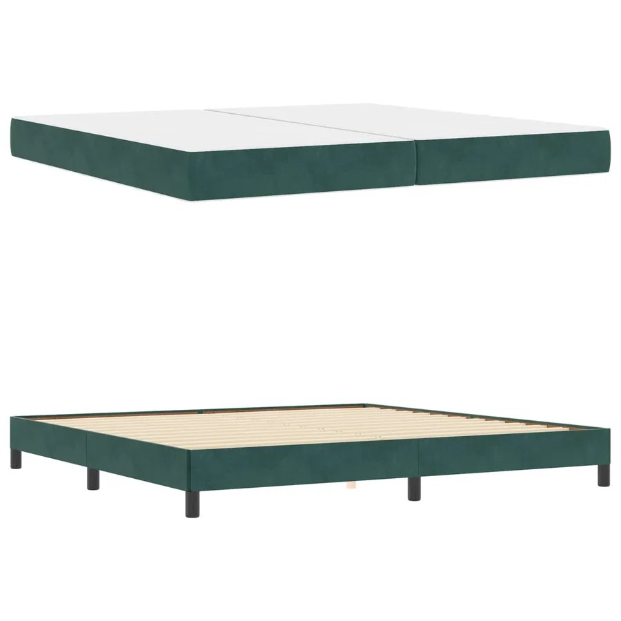 Lit à ressorts avec matelas Vert foncé 200 x 200 cm tissu - 4