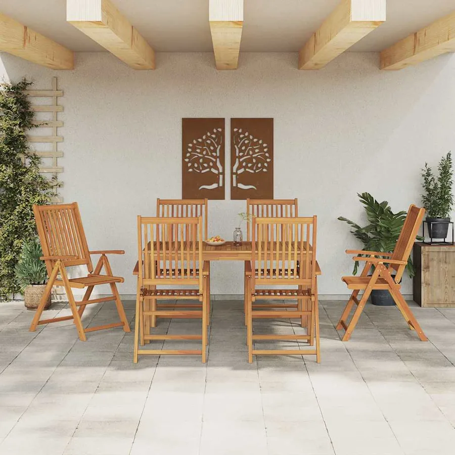 Ensemble de salle à manger pour jardin Pliable 7 pcs Marron