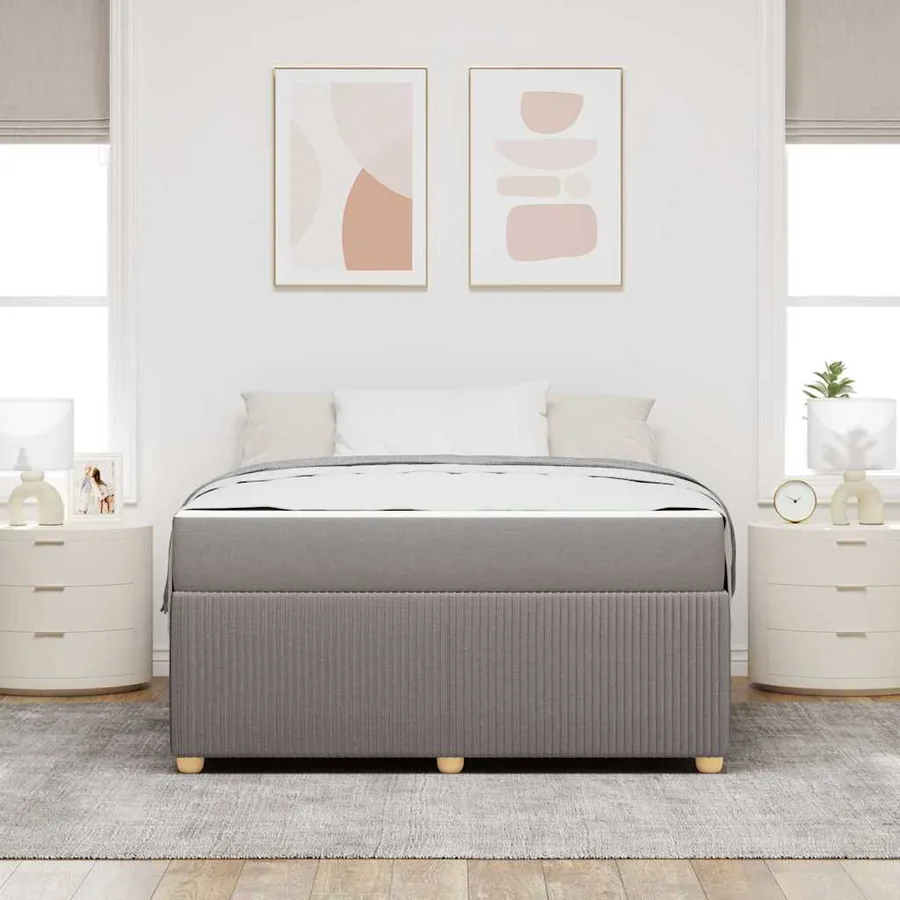 Cadre de lit avec matelas Taupe 140 x 200 cm tissu - 3