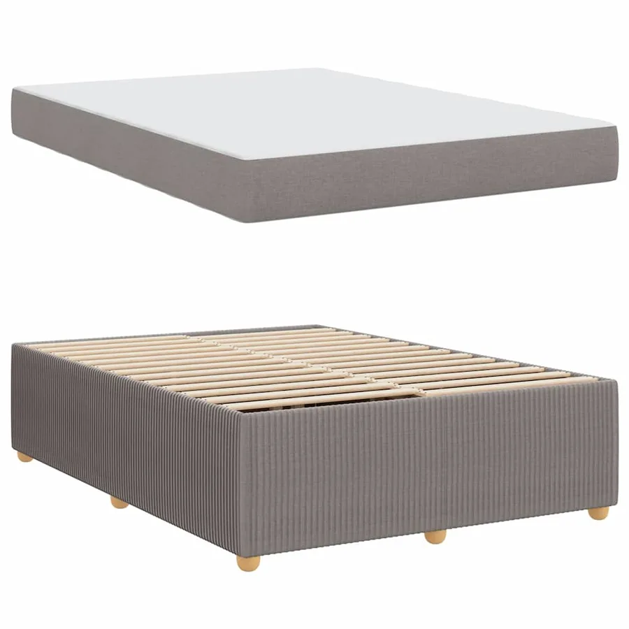 Cadre de lit avec matelas Taupe 140 x 200 cm tissu - 4