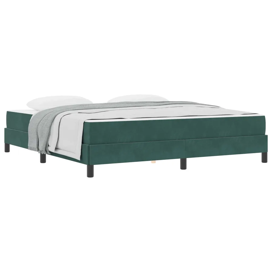 Lit à ressorts avec matelas Vert foncé 180 x 220 cm tissu - 2
