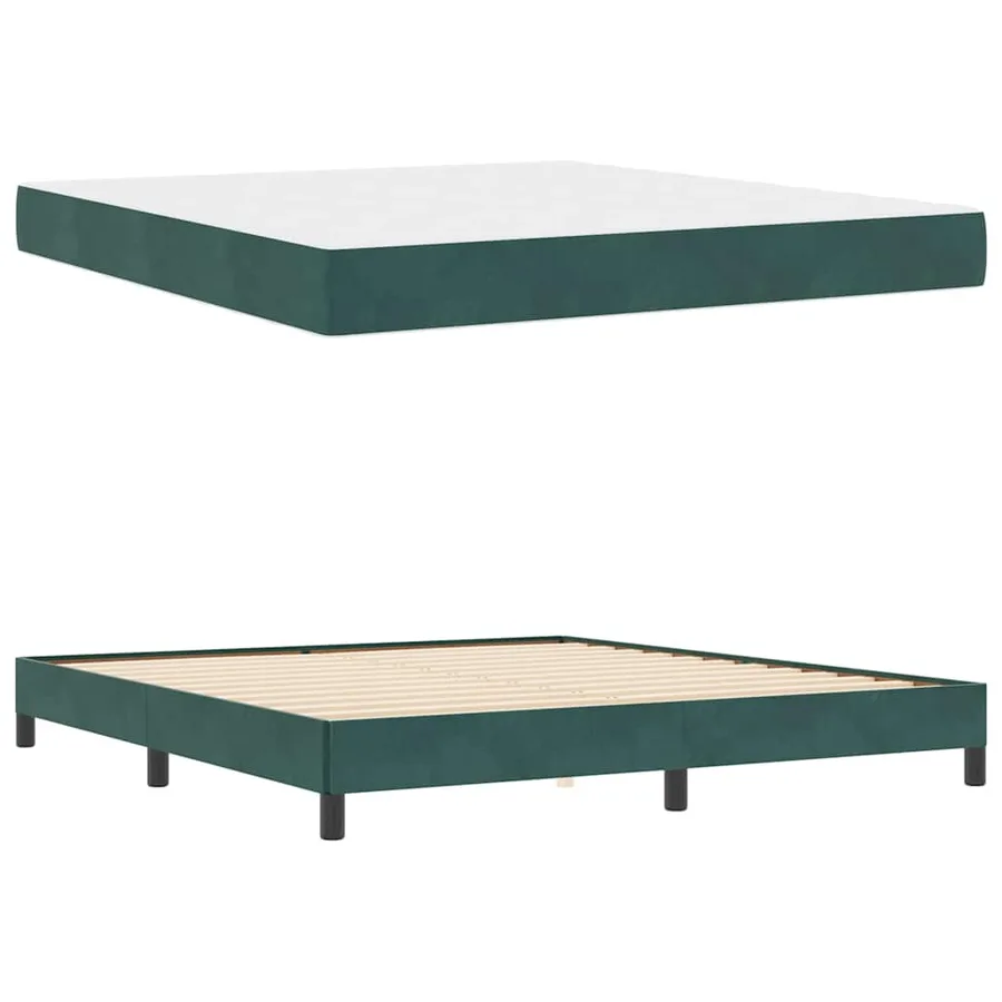 Lit à ressorts avec matelas Vert foncé 180 x 220 cm tissu - 4