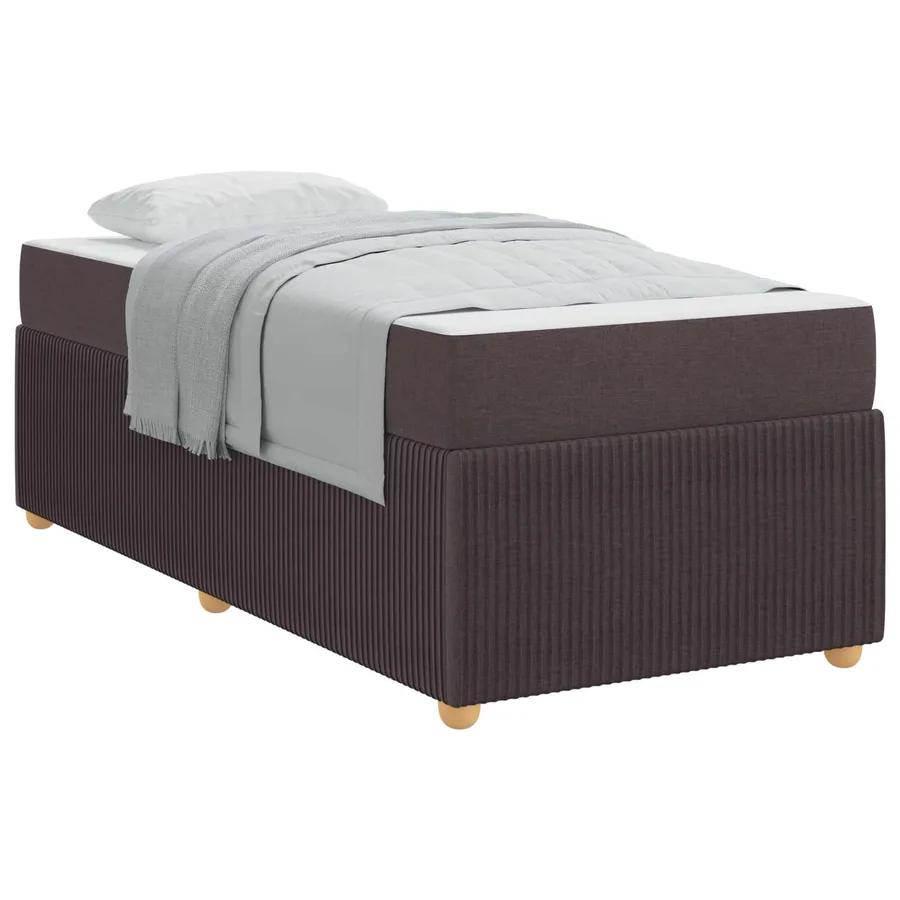 Cadre de lit avec matelas Marron foncé 100 x 200 cm tissu - 2