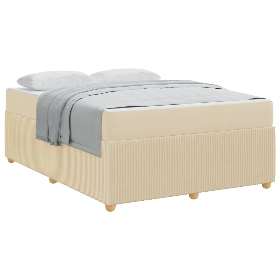 Cadre de lit avec matelas Crème 160 x 200 cm tissu