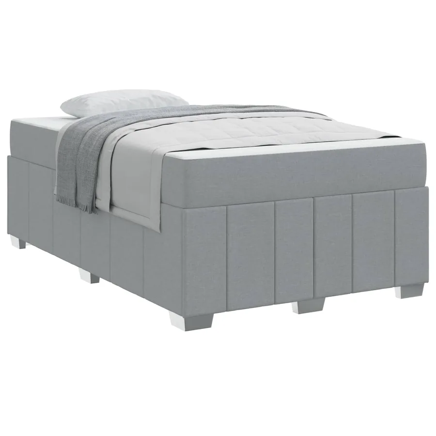 Cadre de lit avec matelas Gris clair 120 x 200 cm tissu