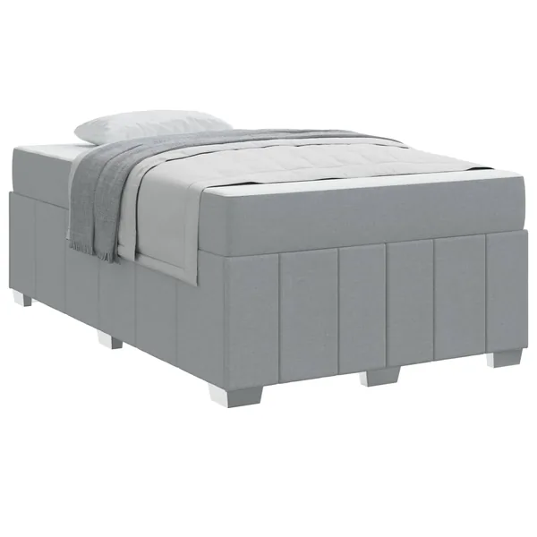 Cadre de lit avec matelas Gris clair 120 x 200 cm tissu