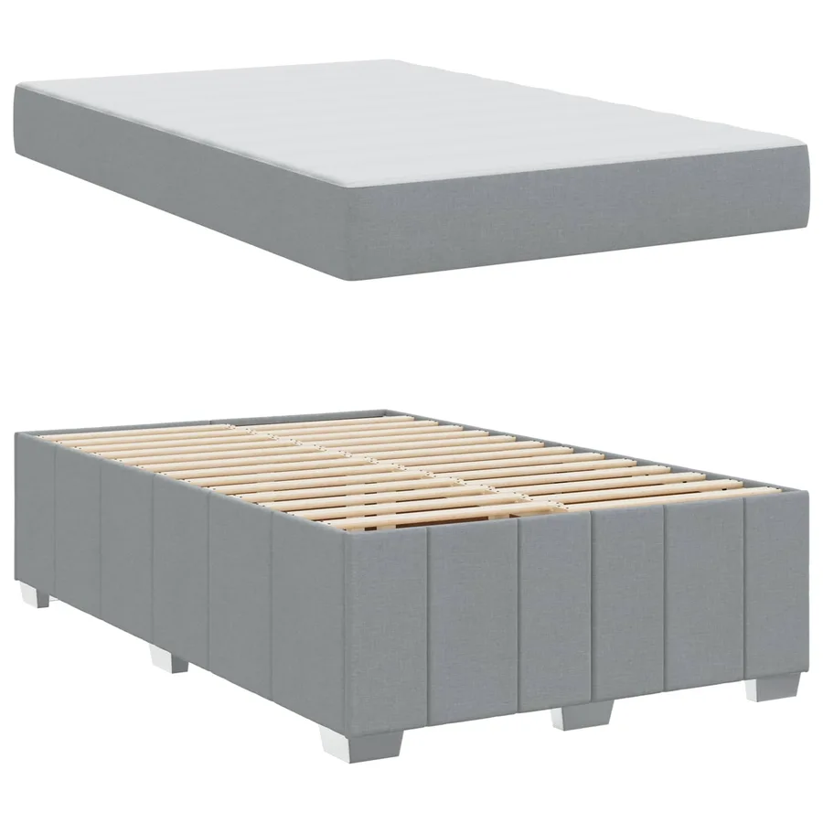 Cadre de lit avec matelas Gris clair 120 x 200 cm tissu - 3