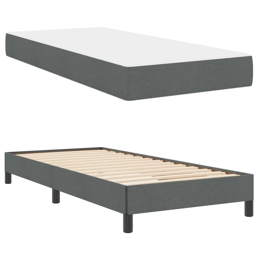 Lit à ressorts avec matelas Gris foncé 90 x 190 cm tissu - 5