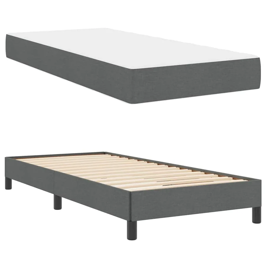 Lit à ressorts avec matelas Gris foncé 90 x 190 cm tissu - 6