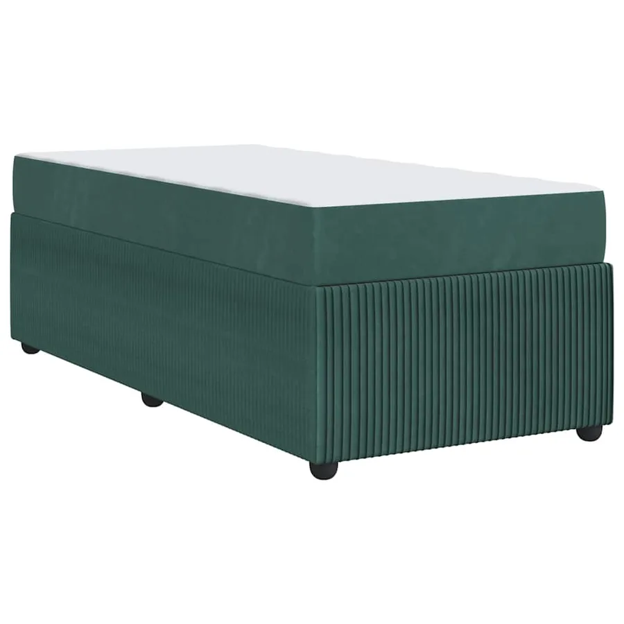 Cadre de lit avec matelas Vert foncé 100 x 200 cm tissu - 7