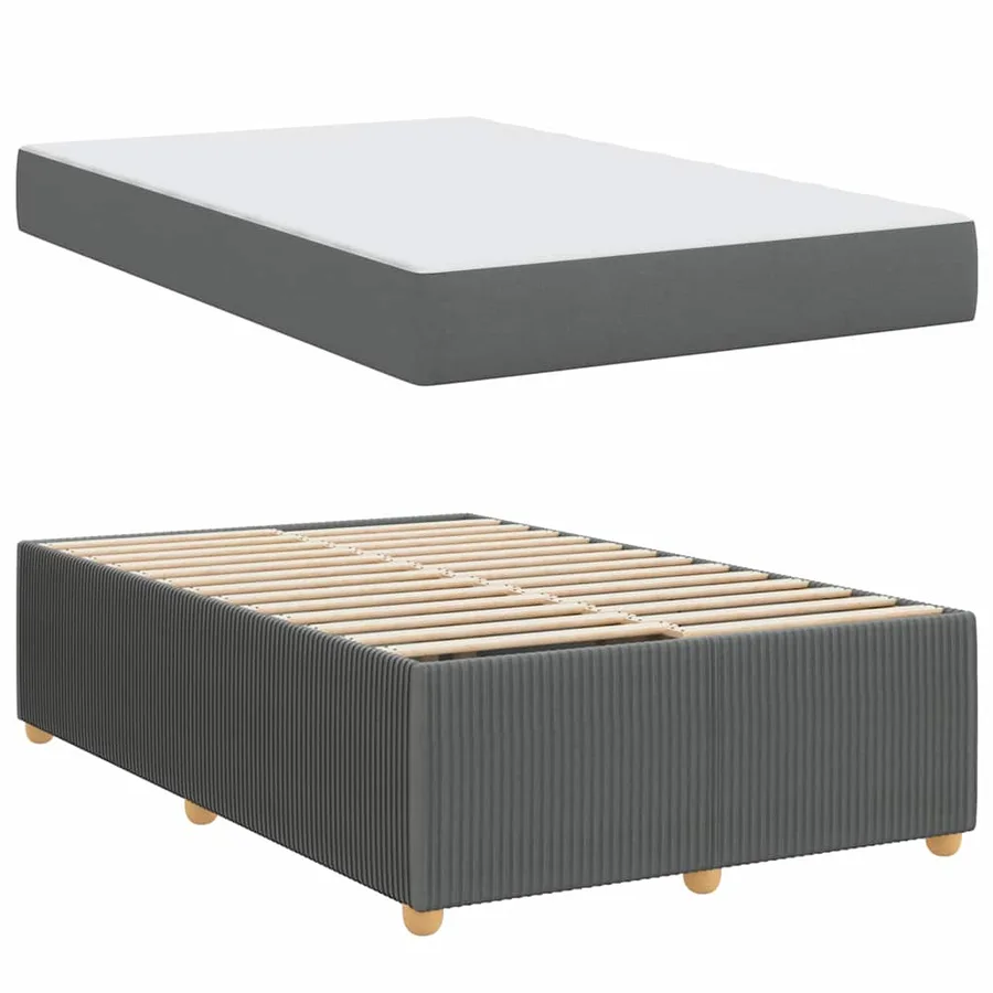 Cadre de lit avec matelas Gris foncé 120 x 200 cm tissu - 4