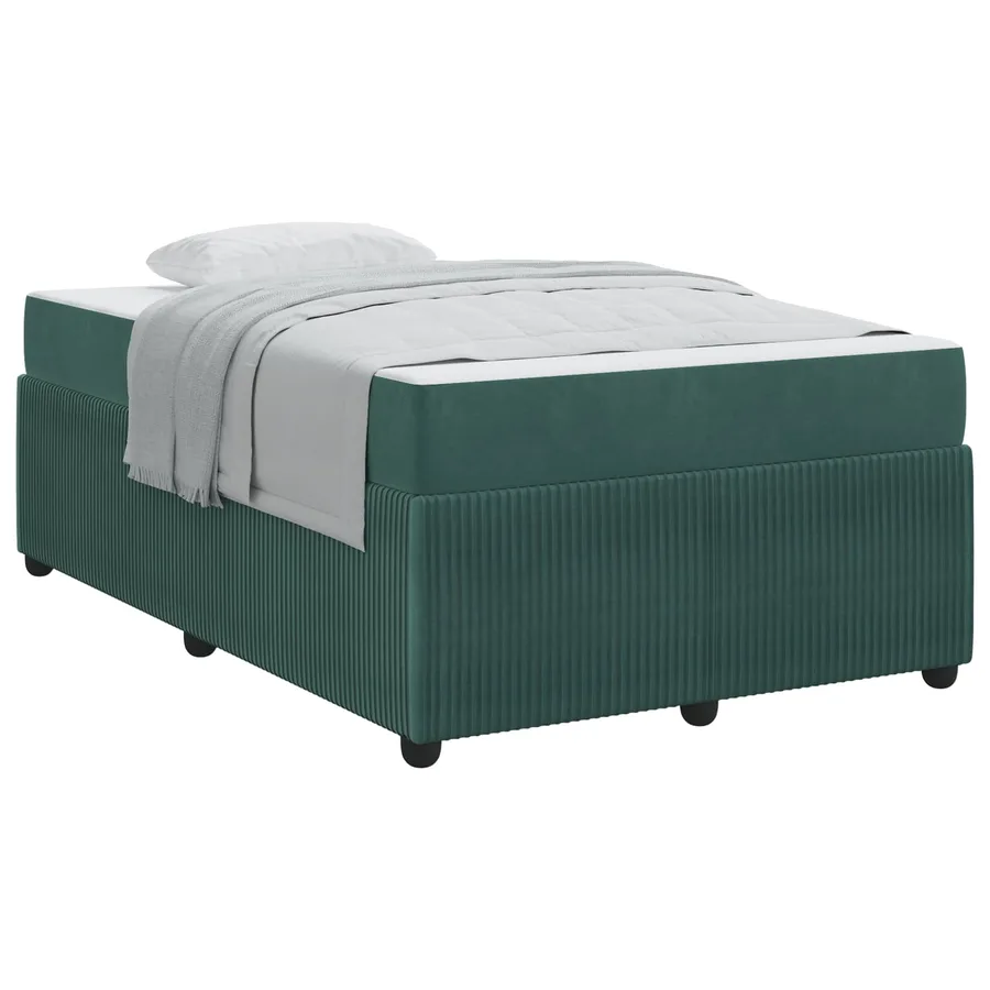 Cadre de lit avec matelas Vert foncé 120 x 200 cm tissu - 2