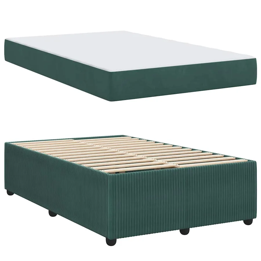 Cadre de lit avec matelas Vert foncé 120 x 200 cm tissu - 4