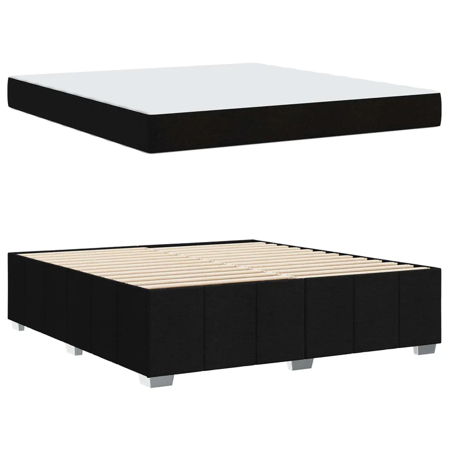 Cadre de lit avec matelas Noir 180 x 200 cm tissu - 5